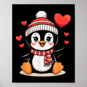 Affiche Valentines Day Penguin Heart Balloon mignonne
