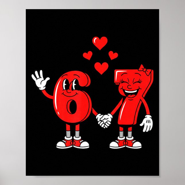 Affiche Valentine's Day Six Seven Hearts 6 7 Meme Gen Alph (Devant)