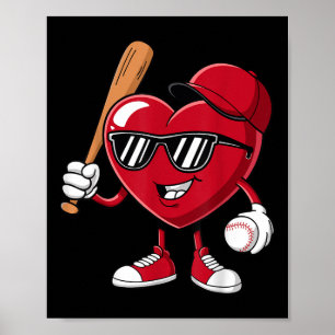 Affiche Valentines Garçons Filles Enfants Coeur Baseball J