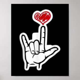 Affiche Valentines I Love You Main Sign Asl Heart mignonne