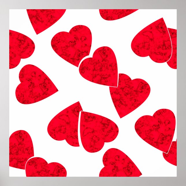 Affiche Valentines invisibles Jour coeur rouge blanc motif (Devant)