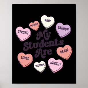 Affiche Valentines Jour Affirmations positives Coeurs bonb