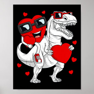 Affiche Valentines Jour Coeur équitation Dinosaur T Rex Fu