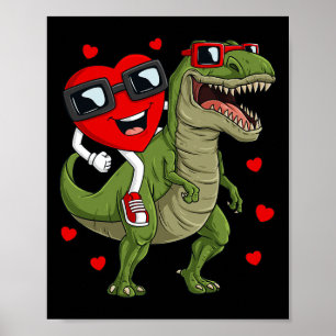 Affiche Valentines Jour Coeur équitation Dinosaur T Rex Fu