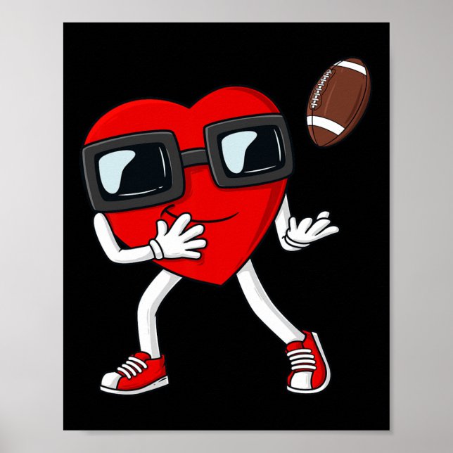 Affiche Valentines Jour Coeur Football Receveur Tight End  (Devant)