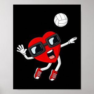 Affiche Valentines Jour Coeur Volleyball Amusants Garçons