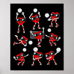 Affiche Valentines Jour Coeur Volleyball Joueur Fun Boys G