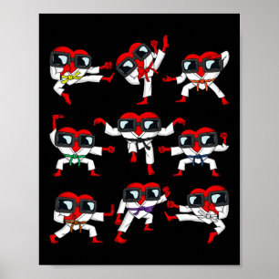 Affiche Valentines Jour Coeurs Karate Martial Arts Garçons