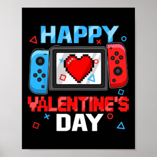Affiche Valentines Jour Contrôleur Vidéo Jeu Coeur Garçon 