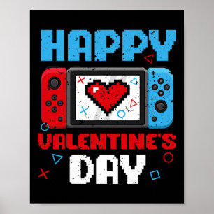 Affiche Valentines Jour Contrôleur Vidéo Jeu Coeur Garçons