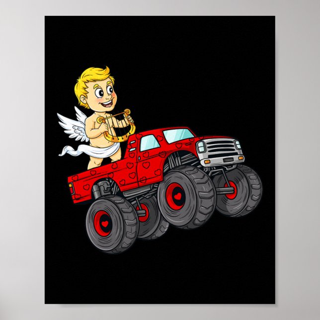 Affiche Valentines Jour Cupid équitation Monster Truck Fun (Devant)