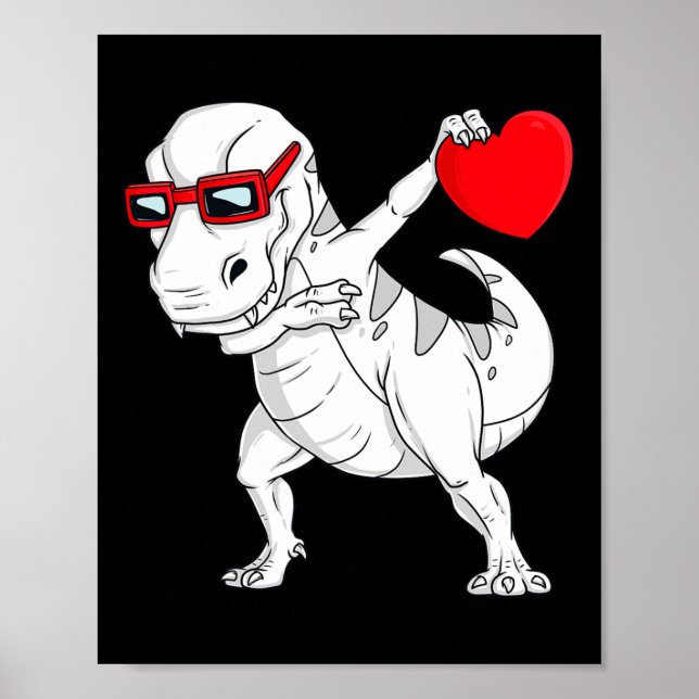 Affiche Valentines Jour Dabbing Dinosaur T Rex Heart Boys  (Devant)