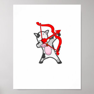 Affiche Valentines Jour Dabbing Vache Cupid Bow