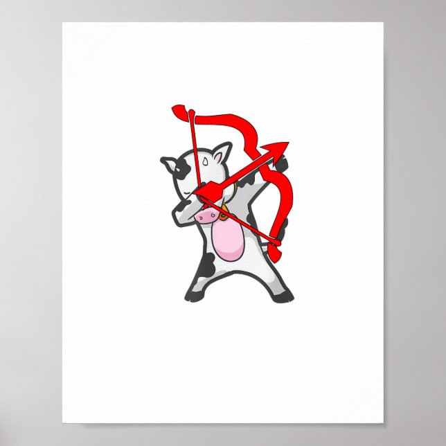 Affiche Valentines Jour Dabbing Vache Cupid Bow (Devant)