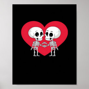 Affiche Valentines Jour Drôle Skeleton Coeur main