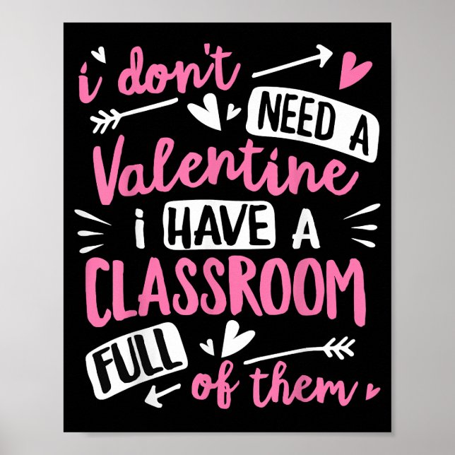 Affiche Valentines Jour Enseignant Funny Classe École Vale (Devant)