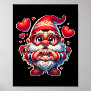 Affiche Valentines Jour Gnomes mignons Coeurs rouges Aimer