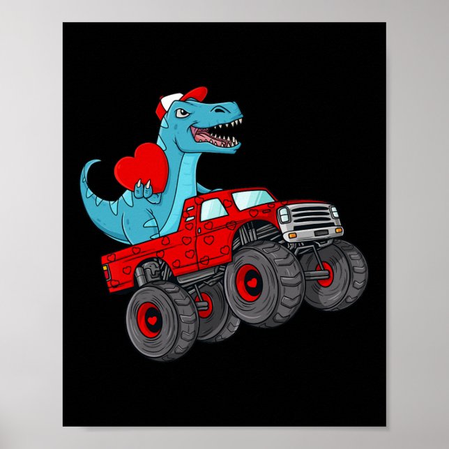 Affiche Valentines Jour T Rex équitation Monster Truck Tod (Devant)