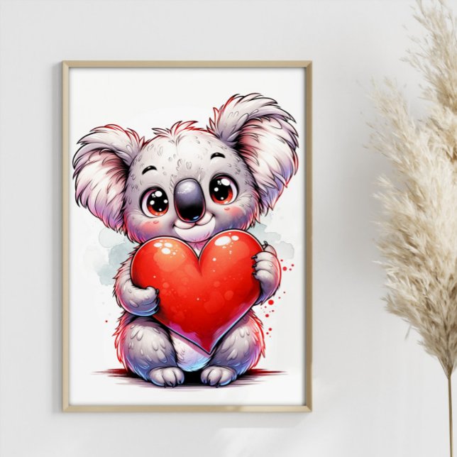 Affiche Valentines Koala Cute Koala Heart personnalisable (Créateur téléchargé)