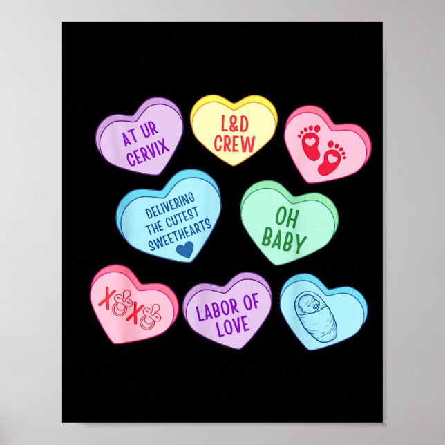 Affiche Valentines Labor And Delivery Nurse Heart Candy La (Devant)