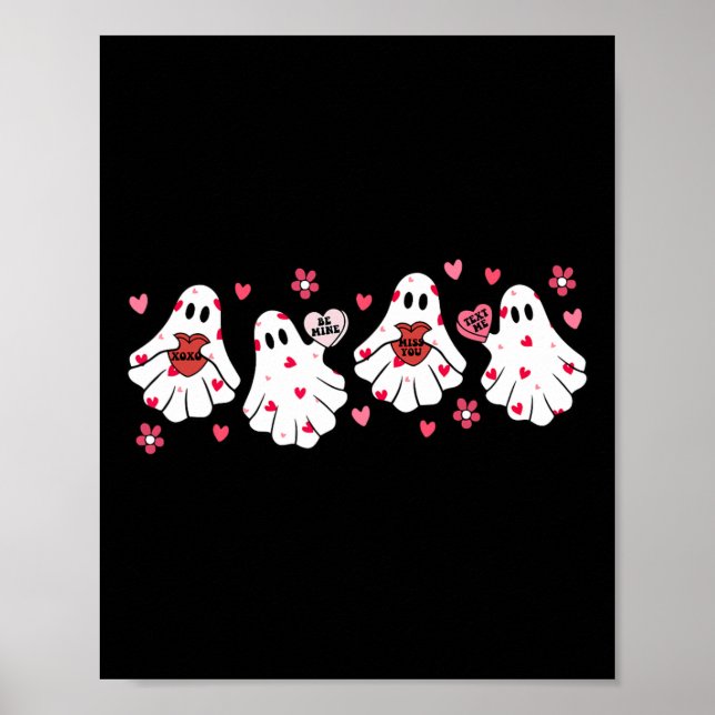 Affiche Valentines Rétro Jour mignonne Ghost Boo Femmes Éf (Devant)