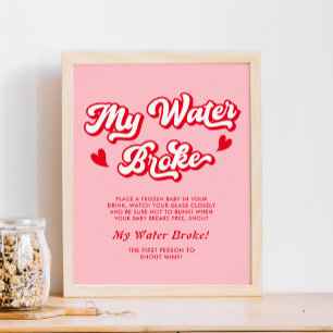 Affiche Valentines roses Baby shower My Water Broke Jeu