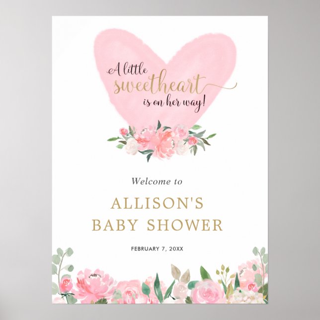 Affiche Valentines sweetheart baby shower welcome sign (Devant)