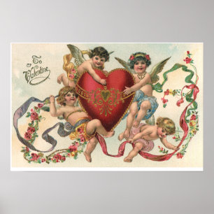 Affiche Valentines victoriennes vintages, Cherubs Angels C