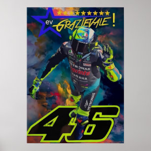 Affiche valentino rossi, légende moto gp, le docteur 46,