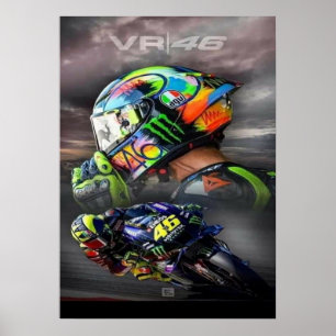 Affiche valentino rossi, légende moto gp, le docteur 46,