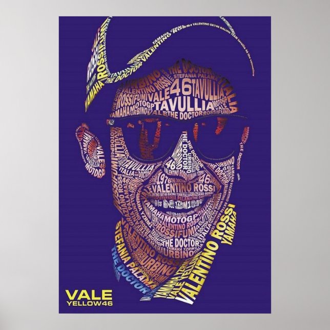 Affiche valentino rossi, moto gp legend,    the doctor 46, (Devant)