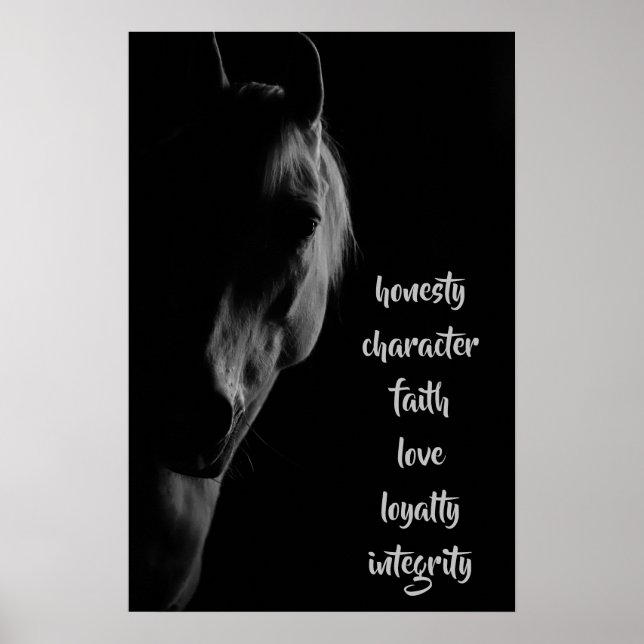 Affiche Valeurs fondamentales Cheval blanc Art encadré (Devant)