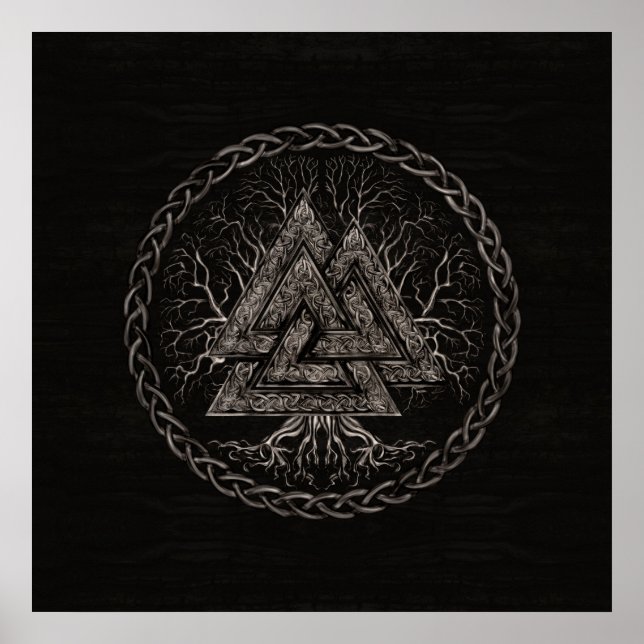 Affiche Valknut and Tree of Life Yggrdrasil (Devant)