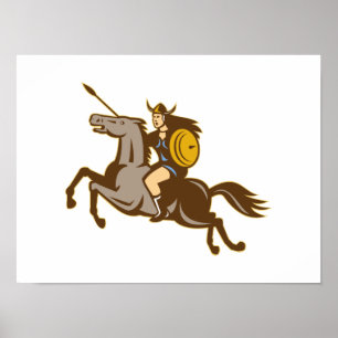 Affiche Valkyrie Riding Horse Retro