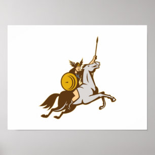 Affiche Valkyrie Riding Horse Retro