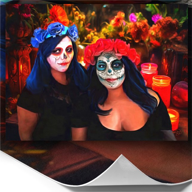 Affiche Vallarta Catrinas Fleurs et bougies 1718 Art Impri (Créateur téléchargé)