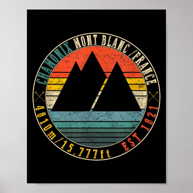 Affiche vallée de Chamonix mont blanc france ski (Devant)