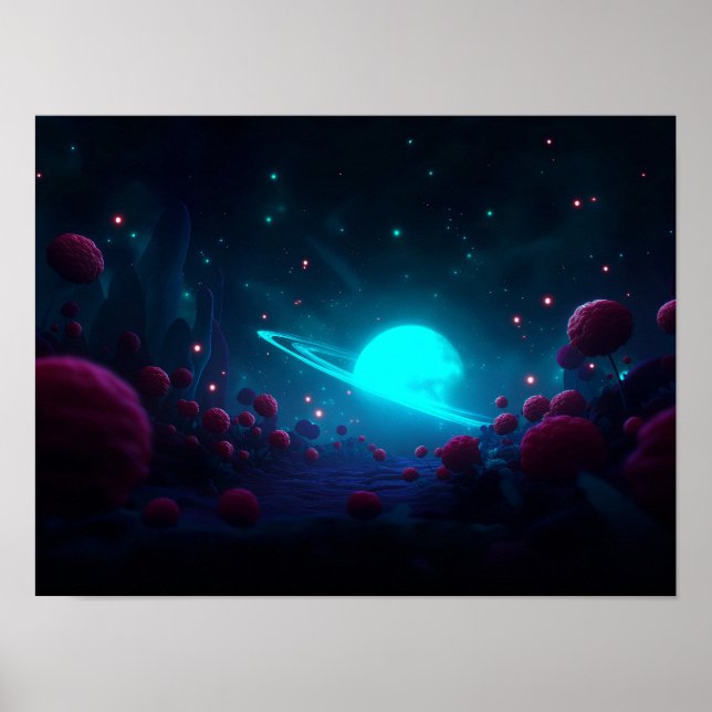 Affiche Vallée de Dark Fantasy avec ciel vert lumineux et  (Devant)