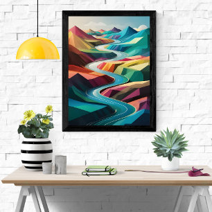 Affiche Vallée de la rivière Vibrant : un paysage Abstrait