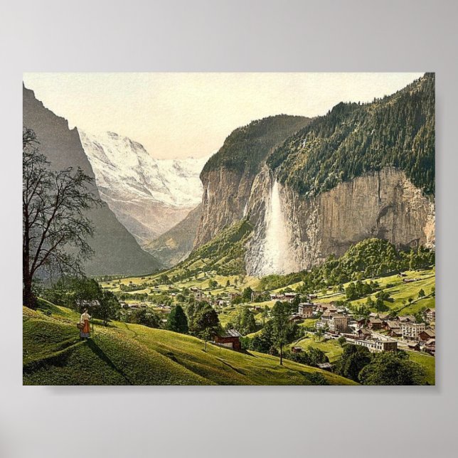 Affiche Vallée de Lauterbrunnen avec Staubbach, Oberl Bern (Devant)