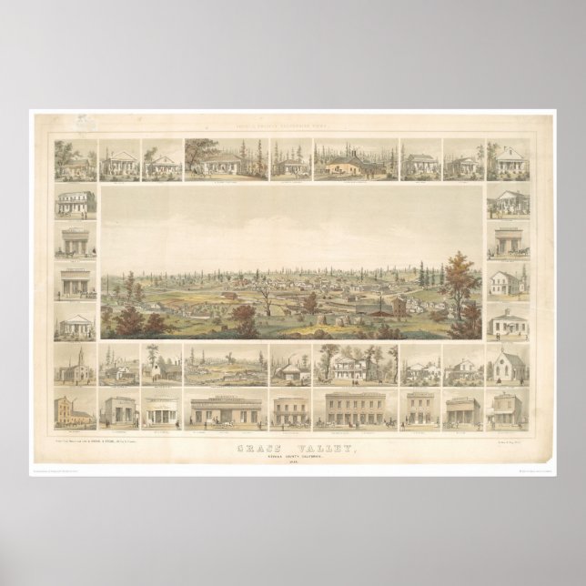 Affiche Vallée de l'Herbe, CA. Carte panoramique 1858 (066 (Devant)
