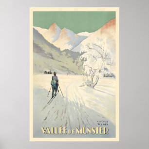 Affiche Vallée de Munster Vosges Alsace France Ski Vintage