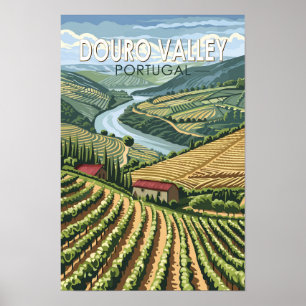Affiche Vallée du Douro Portugal Voyage Art Vintage