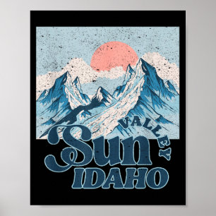 Affiche vallée du soleil idaho ski montagne enneigée vinta