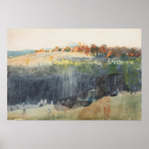 Affiche Vallée et colline Winslow Homer Aquarelle automne