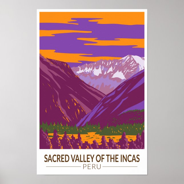Affiche Vallée sacrée Pérou Voyage Art Vintage (Devant)