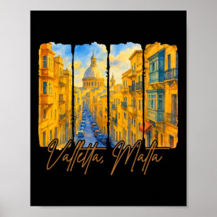 Affiche Valletta Malte Voyage Voyage Pinceau Valletta