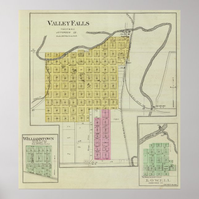 Affiche Valley Falls, Williamstown et Lowell, Kansas (Devant)