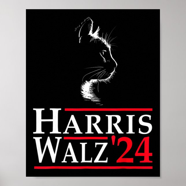 Affiche Valse 2024 Chat Drôle Vote Pour Kamala Harris Tim  (Devant)