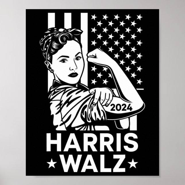 Affiche Valse 2024 Drapeau américain Kamala Harris Tim Wal (Devant)